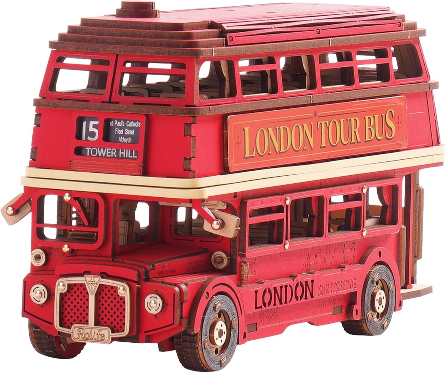 Kids Toys London - Robotime London Tour Bus 3D Wooden